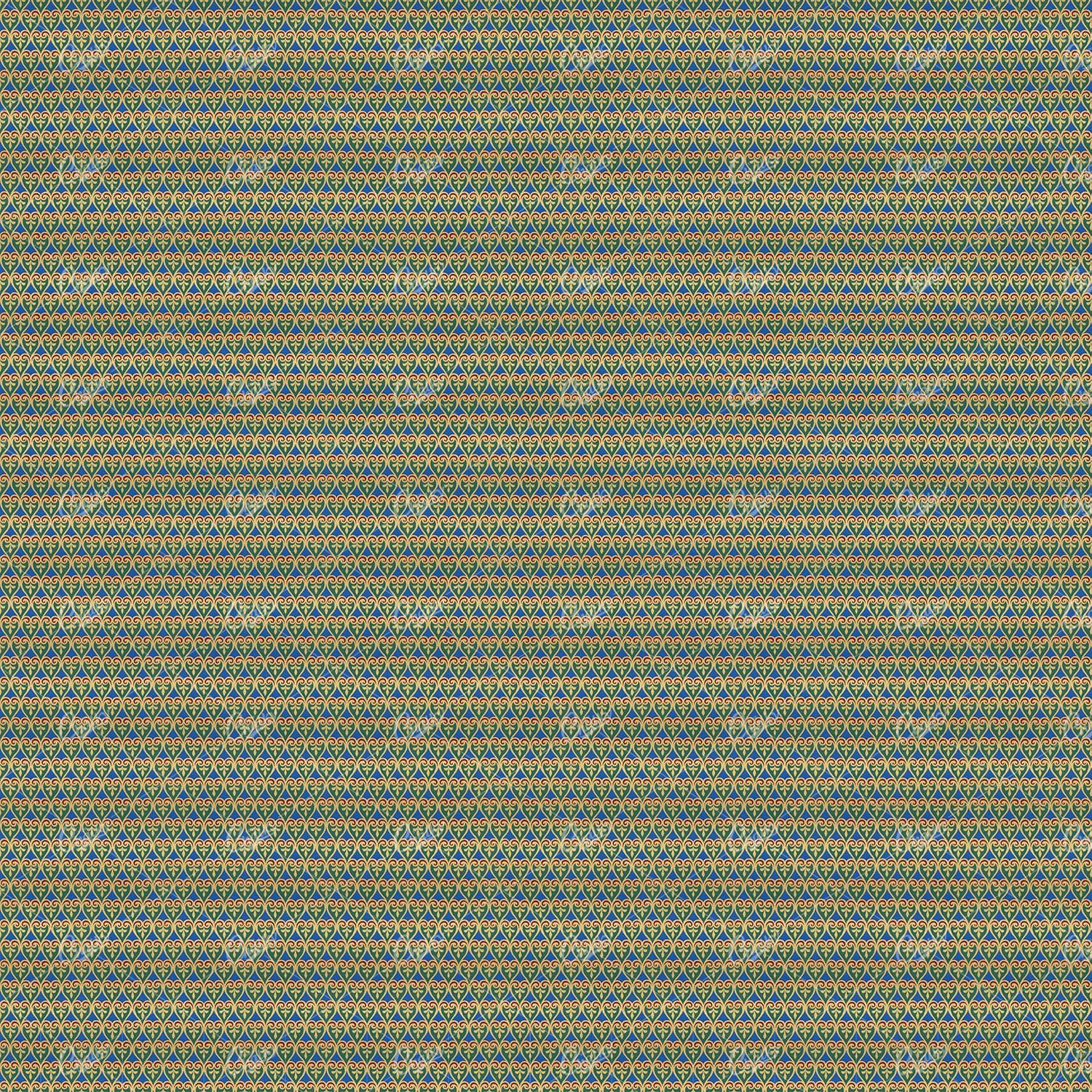 Minimalistic Floral Gold, Green, Blue and Red Pattern