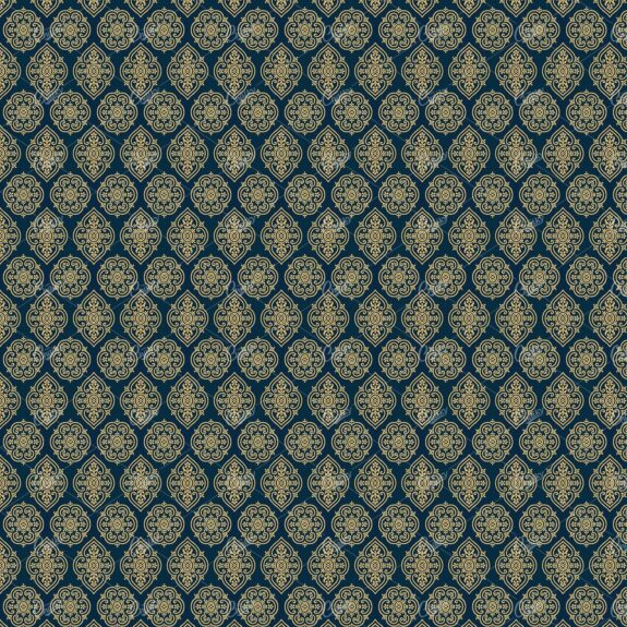 Gold and Royal Blue Floral Pattern Background