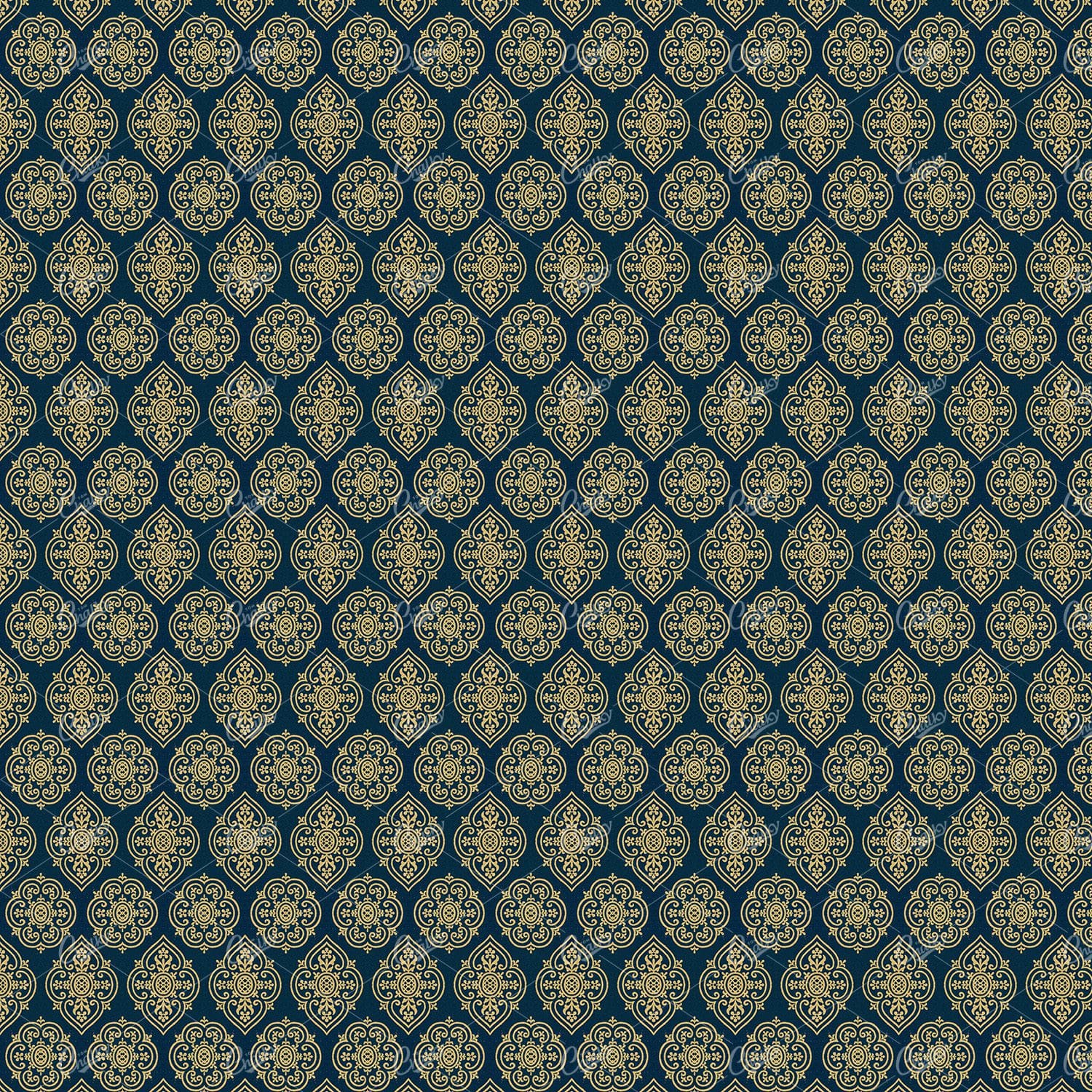 Gold and Royal Blue Floral Pattern Background