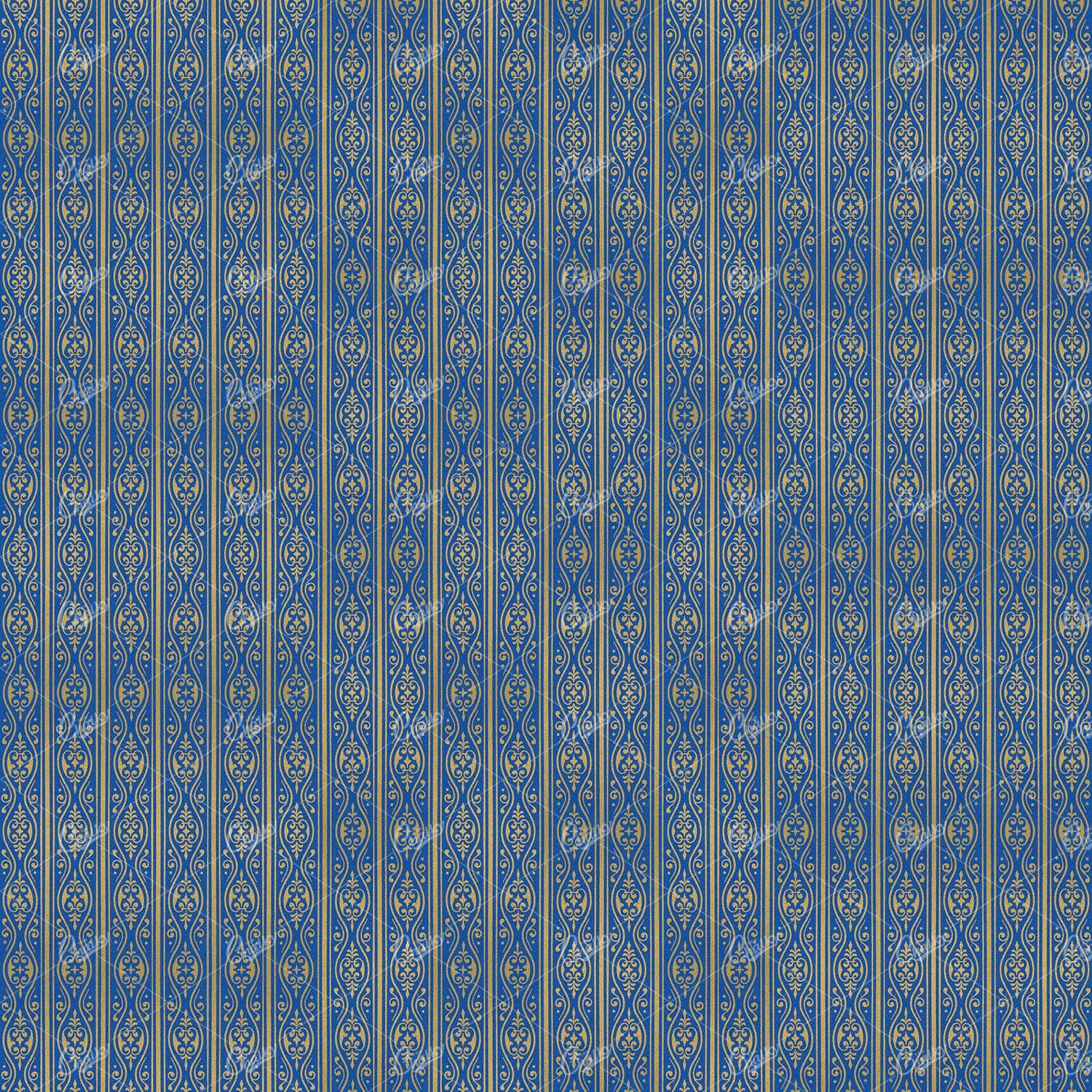 Vertical Blue and Gold Flourished Background