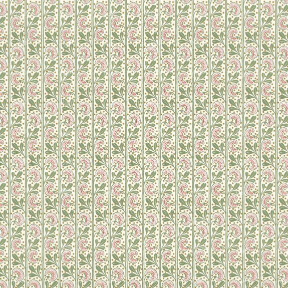 Light Green, Gold and Red Floral Vertical Pattern