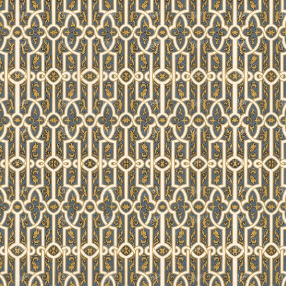 Vibrant Gold and Blue Interlocking Abstract Vertical Pattern