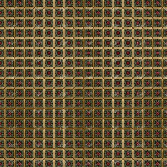 Gold, Green and Red Tileable Vintage Pattern Background