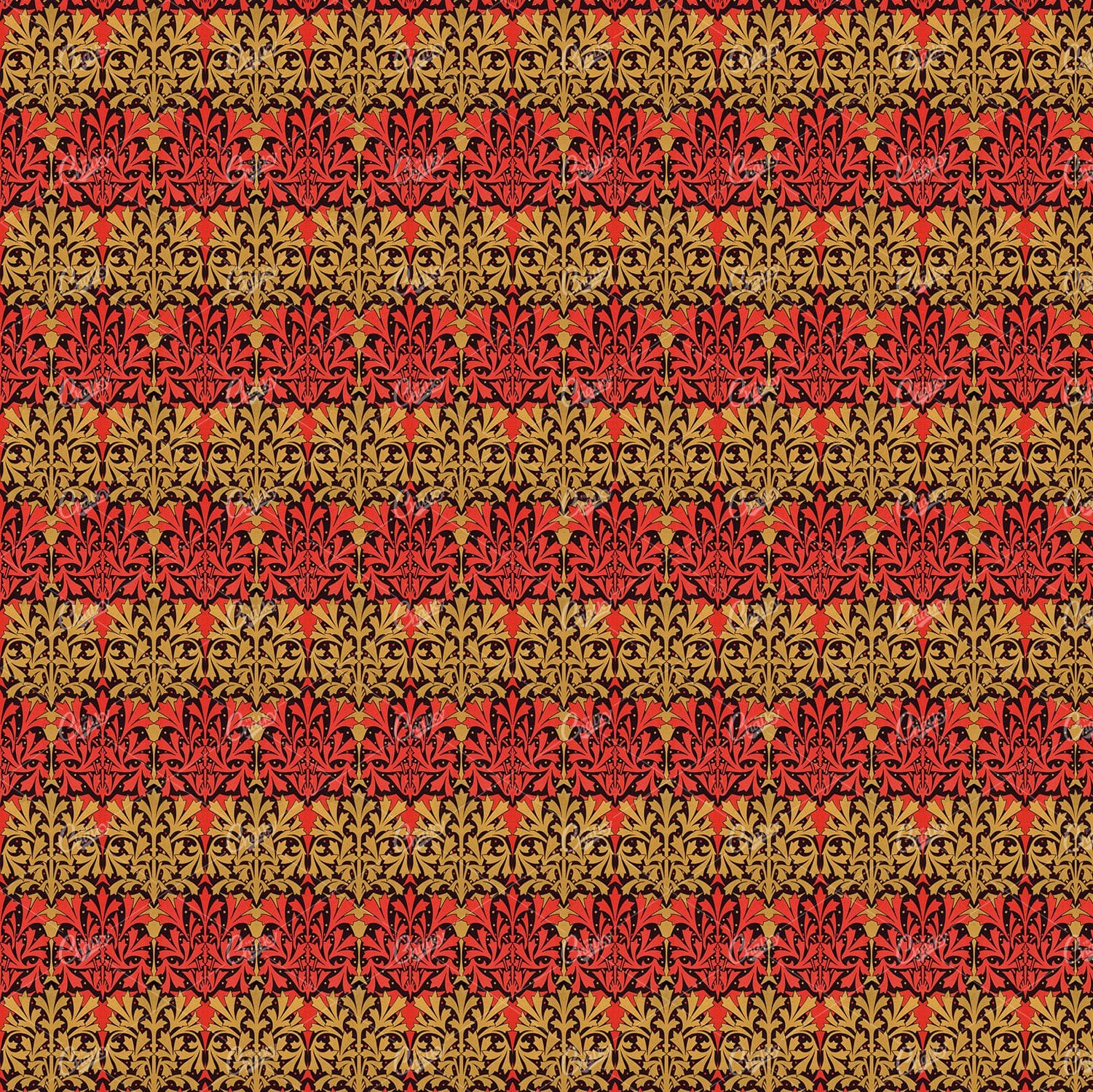 Gold and Red Abstract Floral Background
