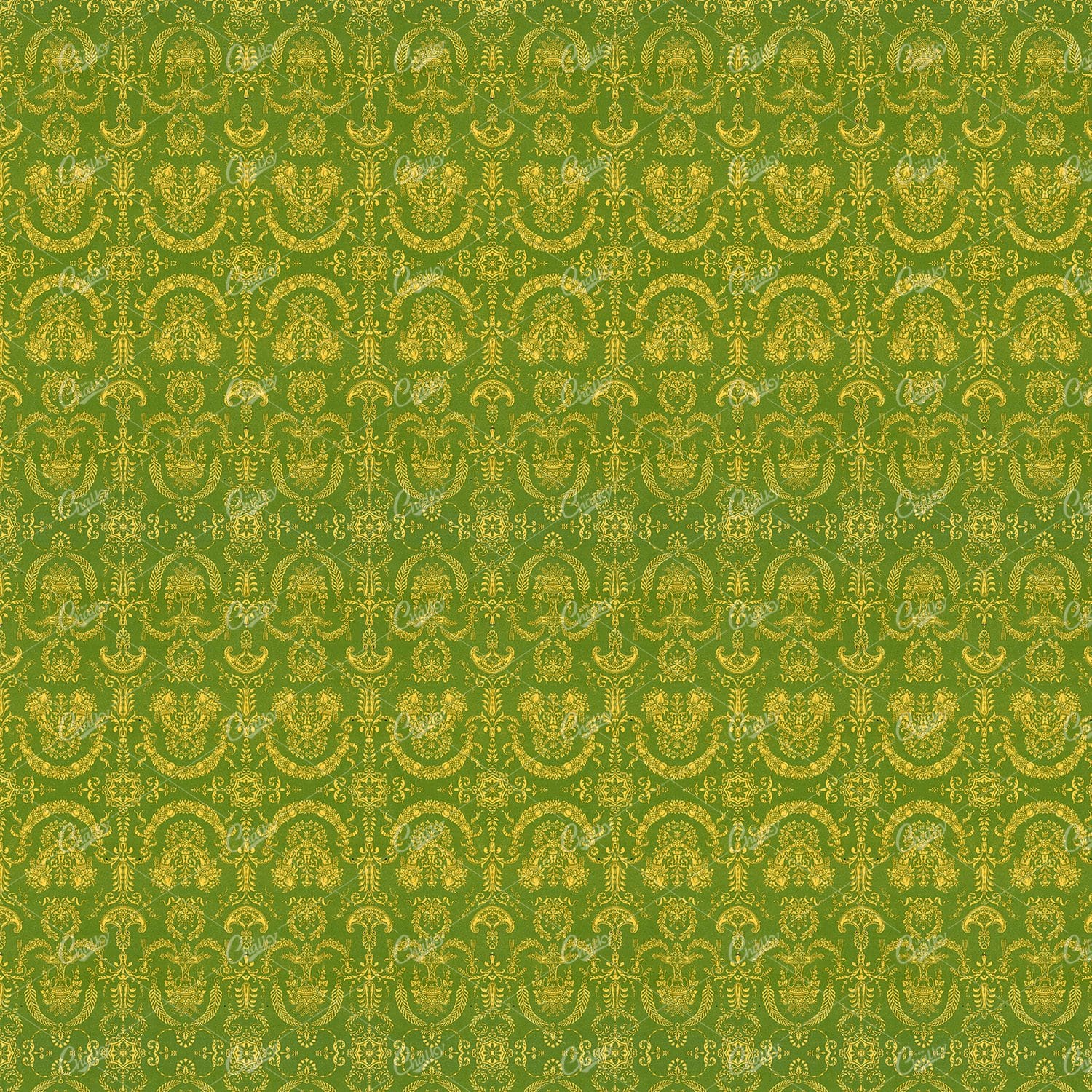 Decorative Royal Green And Gold Botanical Pattern