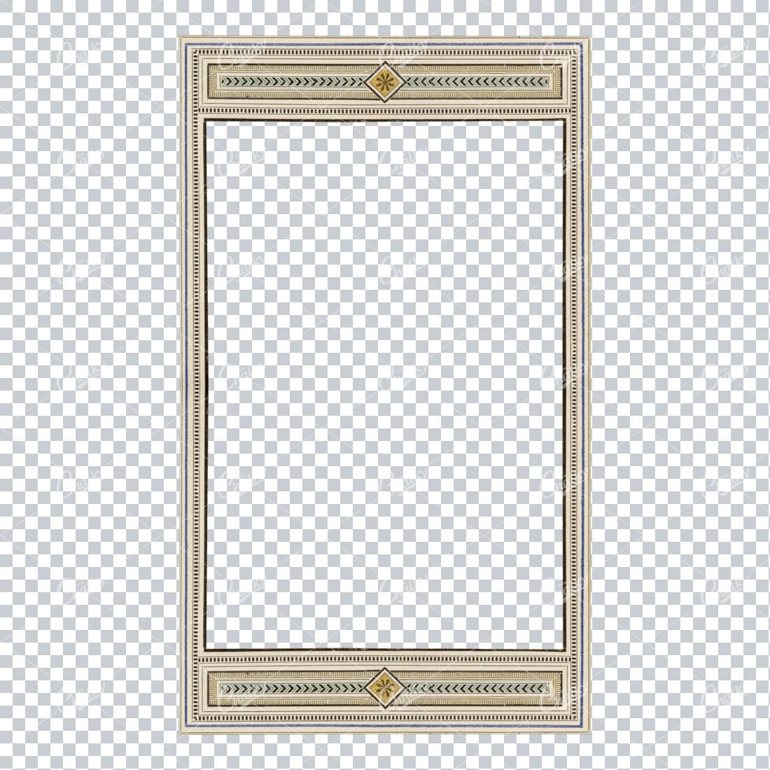 Vintage Gold and Blue Frame / Border with Decorative Design Elements