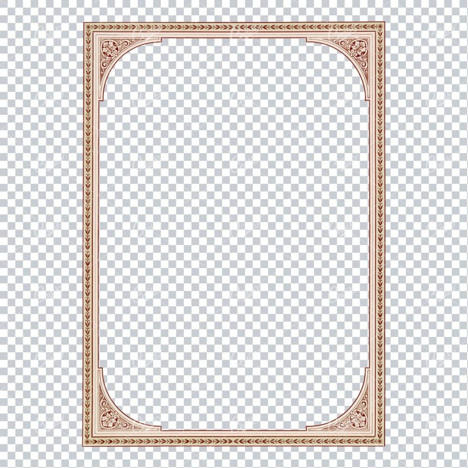 Ornate Red-and-cream Page Border With Acanthus Scrollwork Corners And Laurel Leaf Outer Band - Empty Central Field