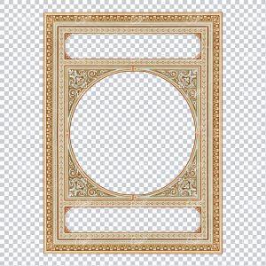 Decorative and Detailed Antique Frame / Border With Circular Section in Middle and Banners