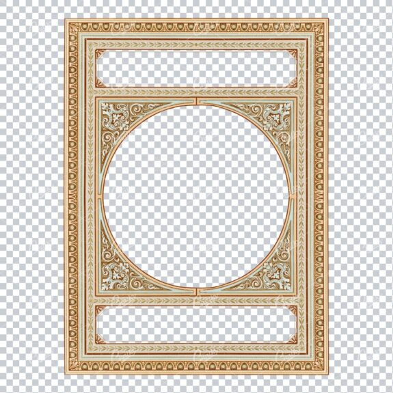 Decorative and Detailed Antique Frame / Border With Circular Section in Middle and Banners