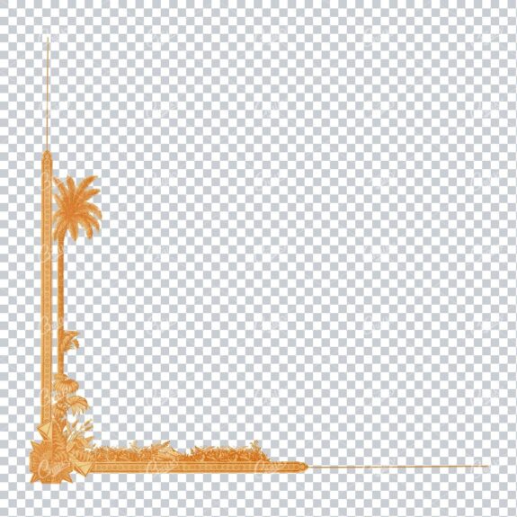 Bottom Left Corner Piece - Border Adorned with Exotic Plants and Palm Tree