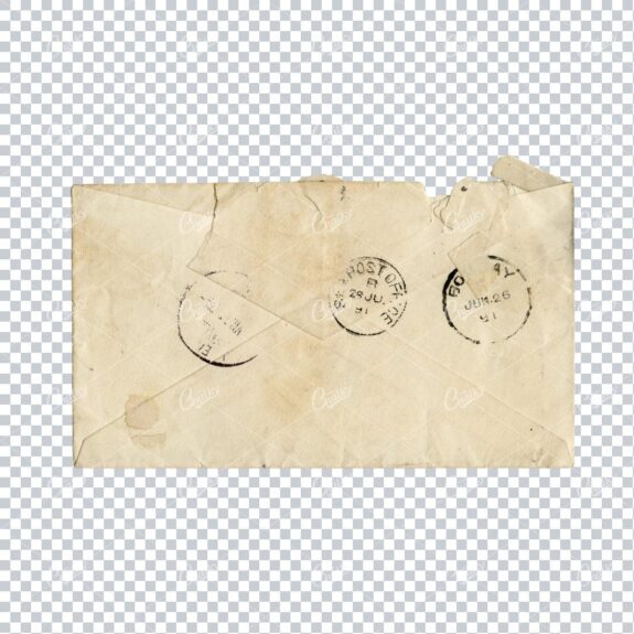 Rear of Ripped Vintage Envelope with Black Stamps