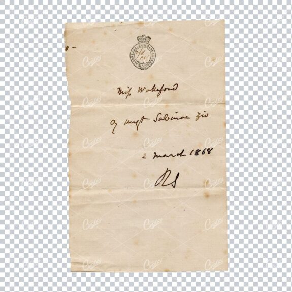 Antique Paper Texture with Handwritten 1868 Calligraphy and Stamp