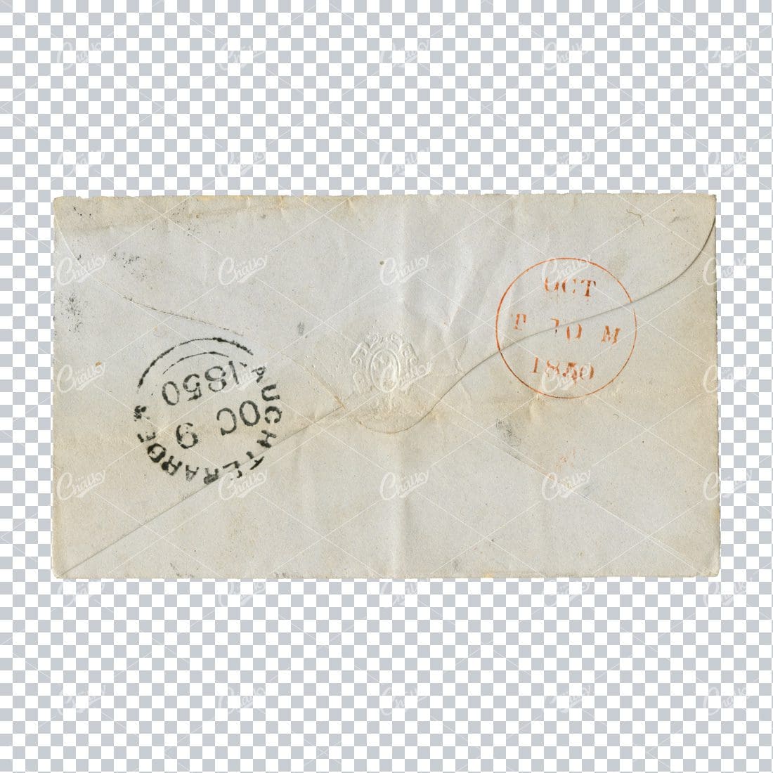 Rear of Sealed Vintage Envelope - Perfectly Aged with Stamps