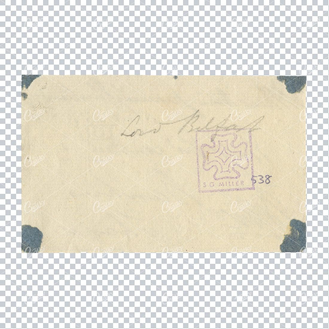 Antique Paper Texture Scan with Blue Corners