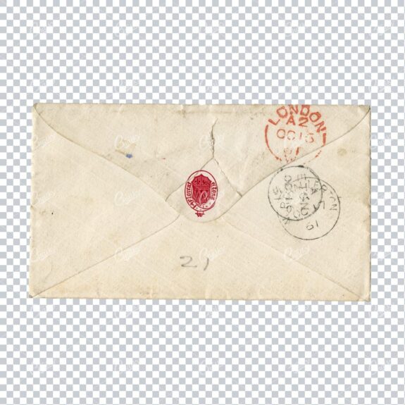 Antique Sealed Envelope Scan with Red Embossed Stamp