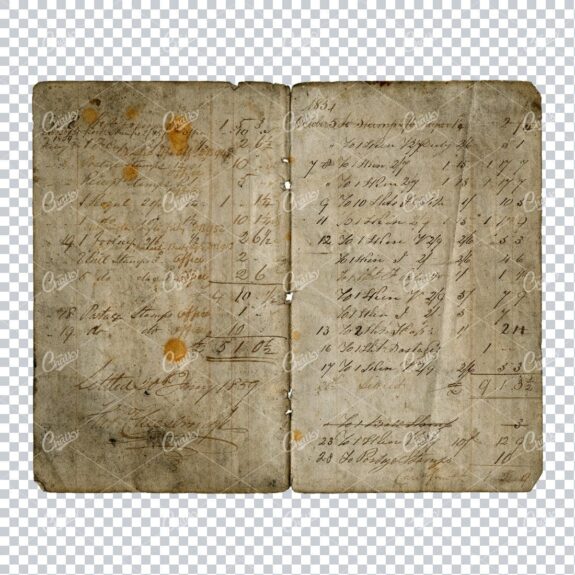 Antique Grunge and Dirty Handwritten Receipt Book 1859