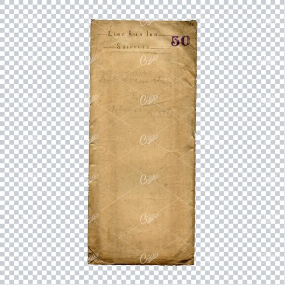 Vintage Scan of Grunge and Dirty Cream Envelope Texture with Number 50