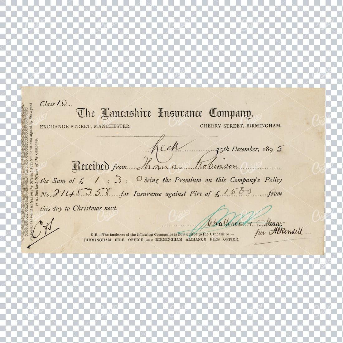 Antique Insurance Company Receipt Scan