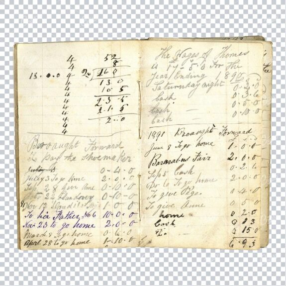 Aged with Beautiful Petina - Antique Handwritten Book Scan No.6