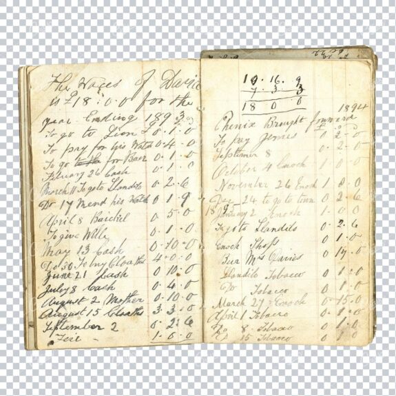 Aged with Beautiful Petina - Antique Handwritten Book Scan No.7