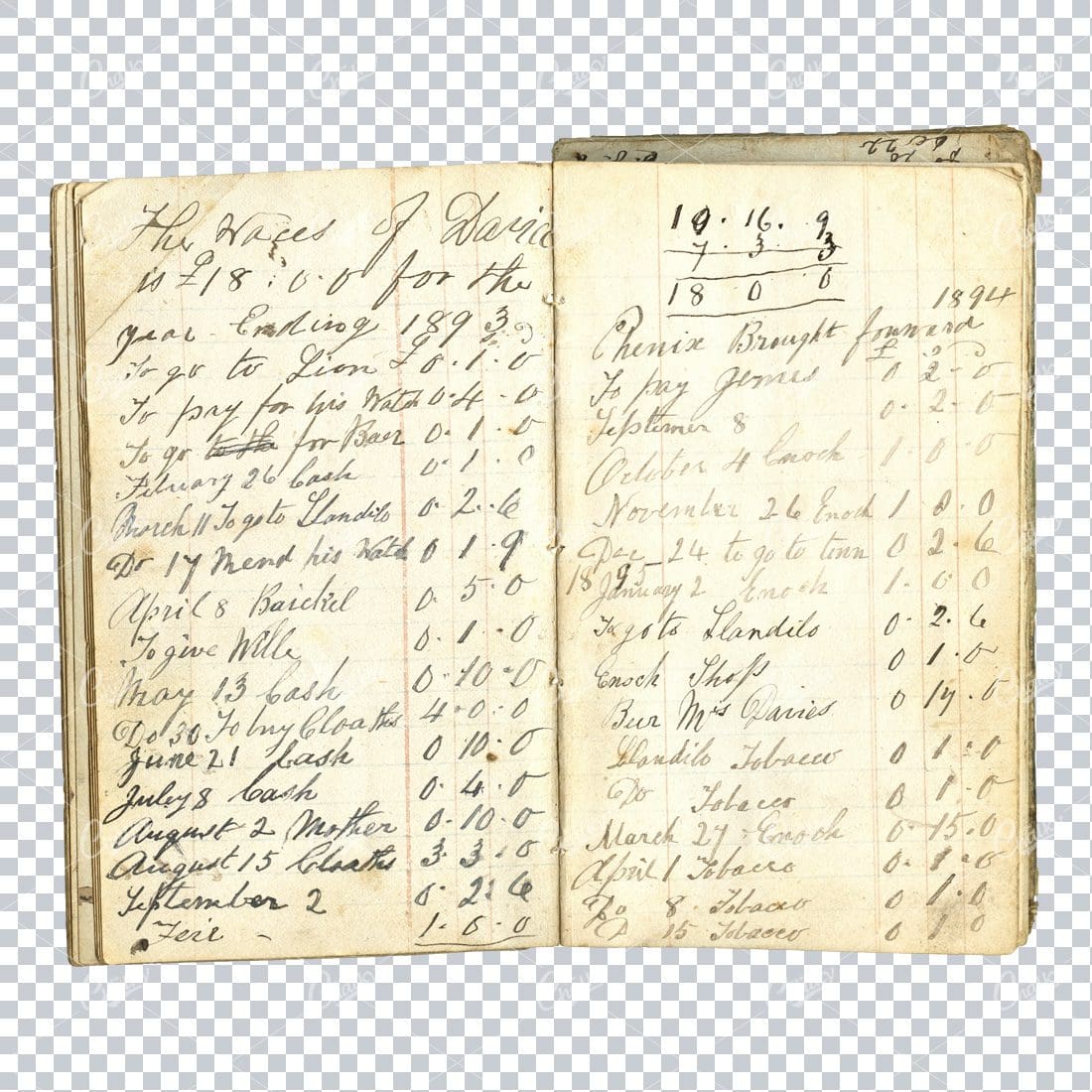 Aged with Beautiful Petina - Antique Handwritten Book Scan No.7