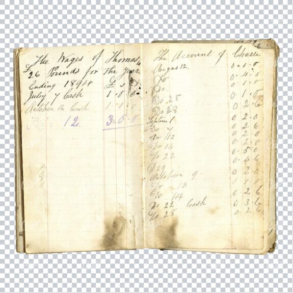 Aged with Beautiful Petina - Antique Handwritten Book Scan No.8