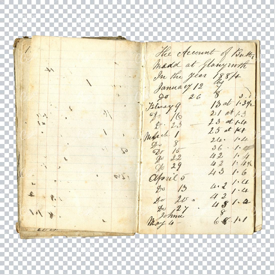 Aged with Beautiful Petina - Antique Handwritten Book Scan No.11