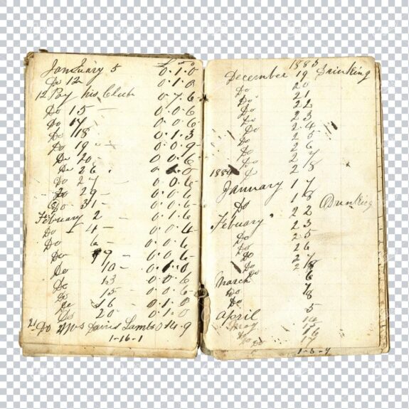 Aged with Beautiful Petina - Antique Handwritten Book Scan No.12