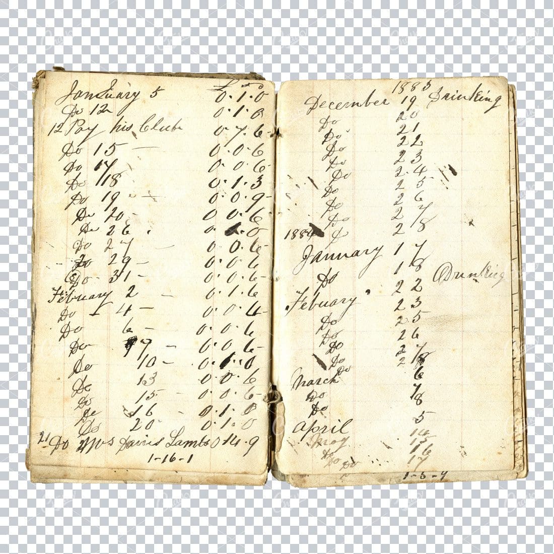 Aged with Beautiful Petina - Antique Handwritten Book Scan No.12
