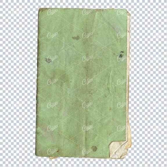 Small Vintage Notebook Green Cover Scan with Grunge Texture