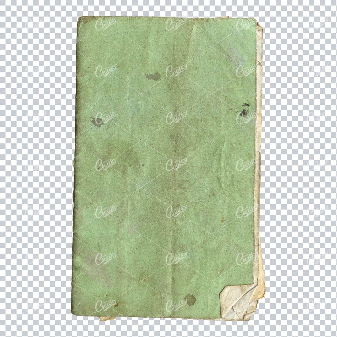 Small Vintage Notebook Green Cover Scan with Grunge Texture