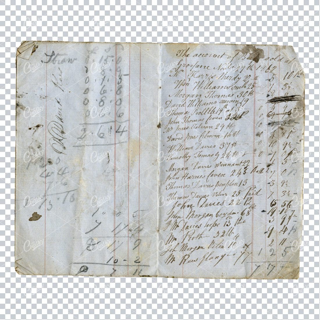 Aged with Beautiful Petina - Antique Handwritten Book Scan No.13