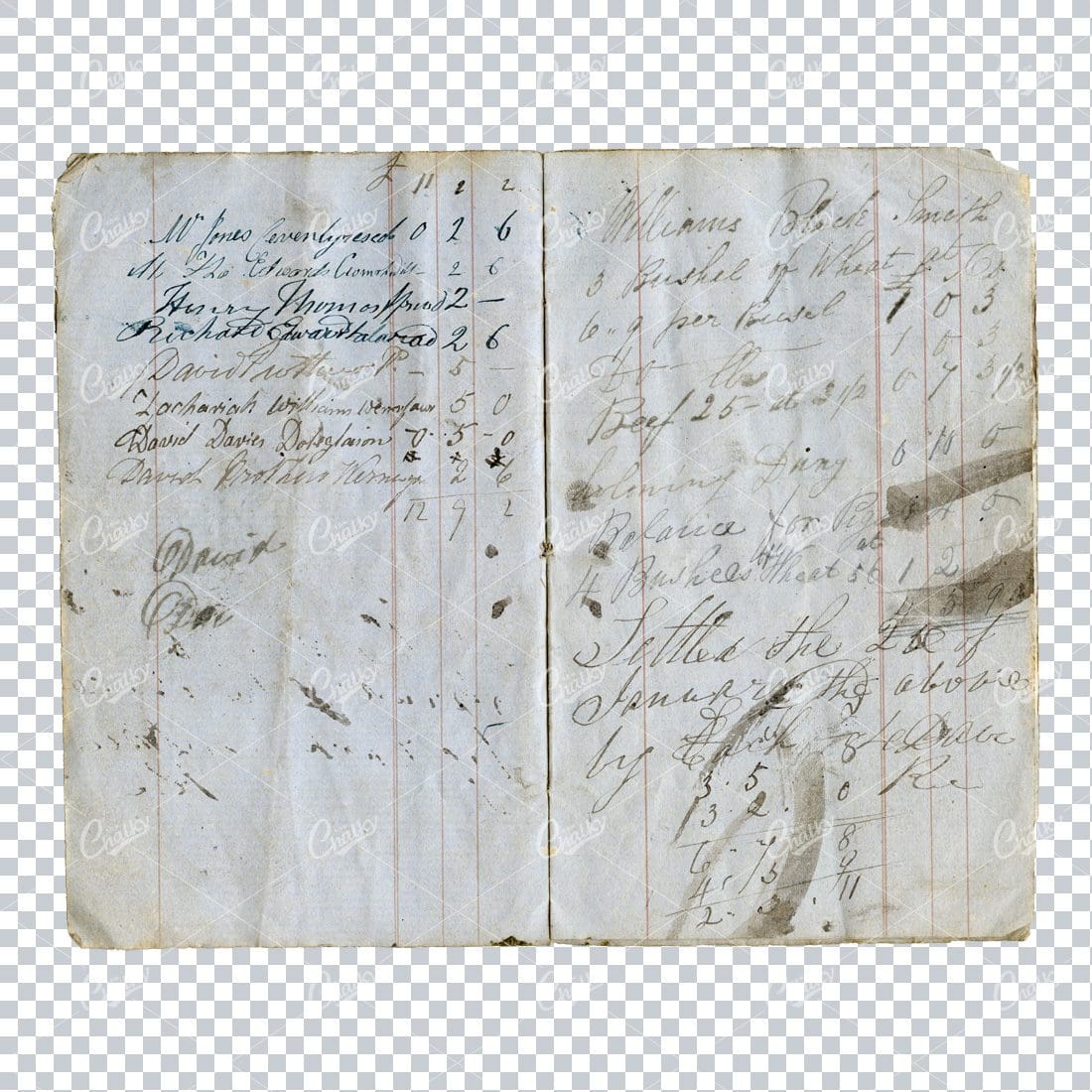 Aged with Beautiful Petina - Antique Handwritten Book Scan No.15