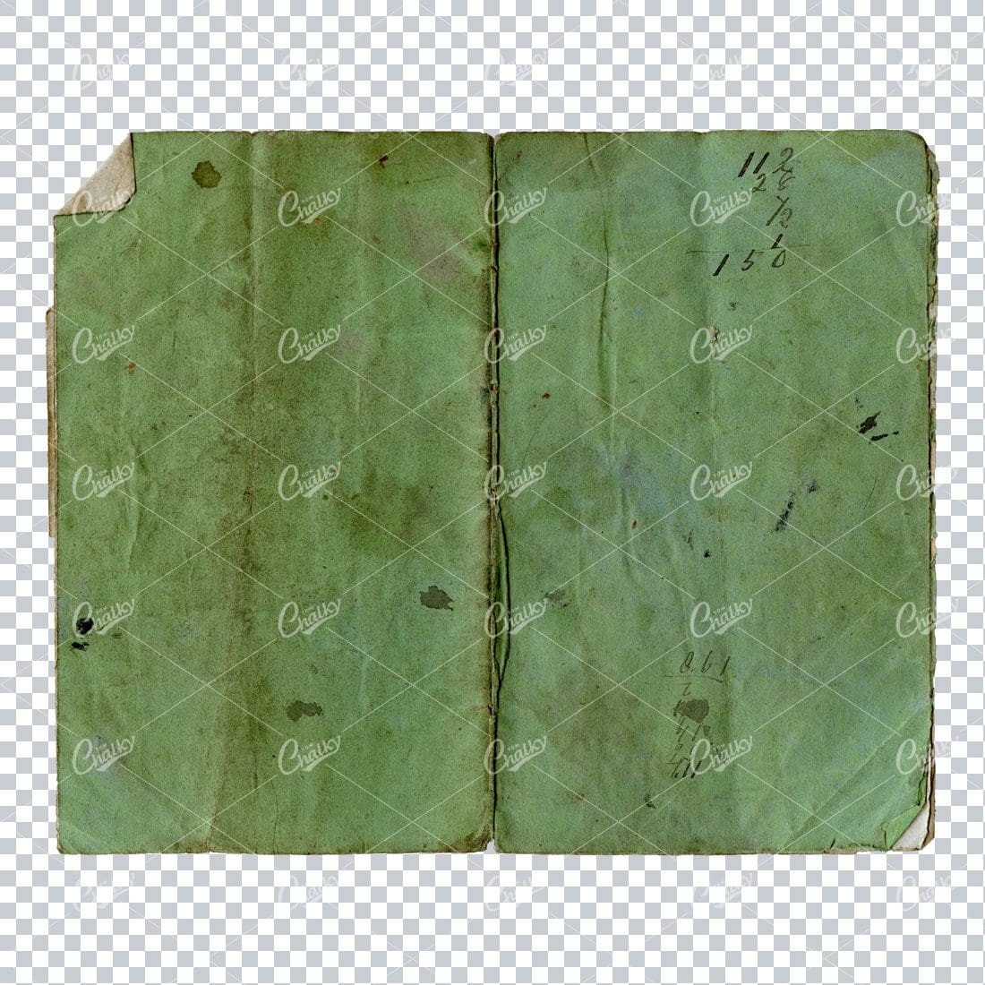 Open Book Cover Scan - Vintage Green Grunge Paper Texture