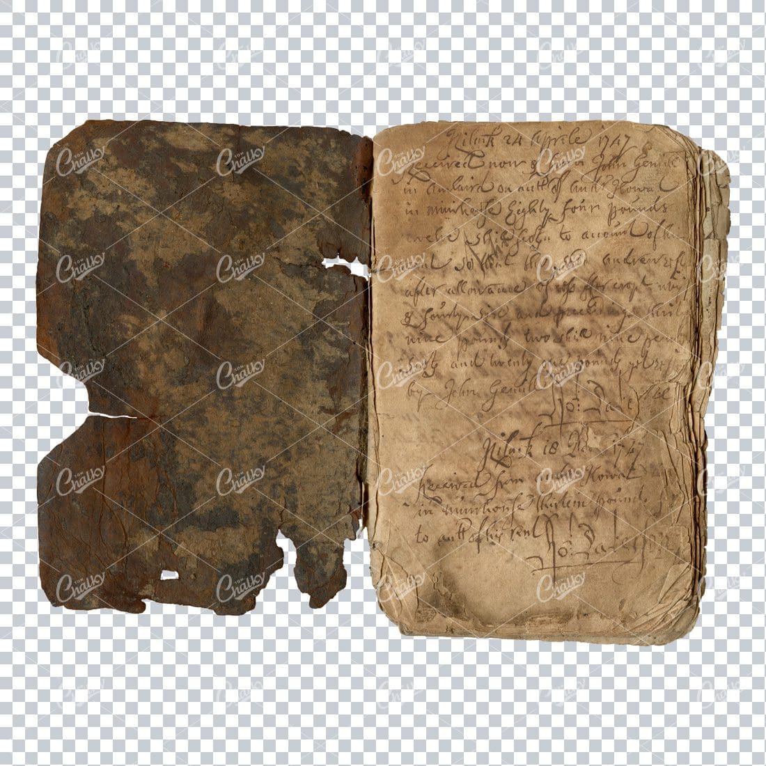 Aged with Beautiful Petina - Antique Handwritten Book Scan No.16