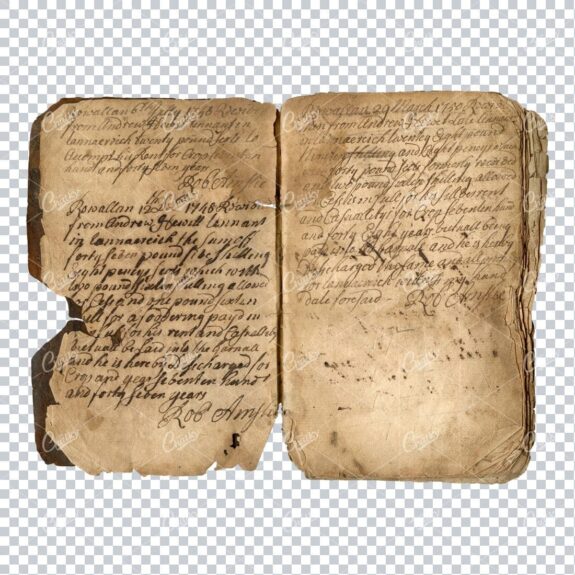 Aged with Beautiful Petina - Antique Handwritten Book Scan No.17