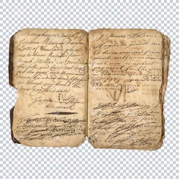 Aged with Beautiful Petina - Antique Handwritten Book Scan No.19