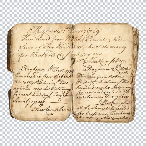 Aged with Beautiful Petina - Antique Handwritten Book Scan No.20