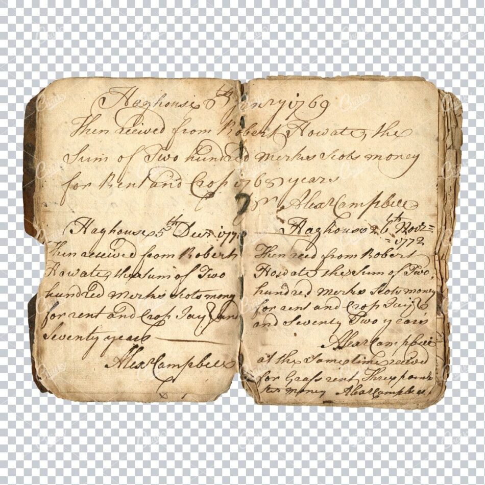 Aged with Beautiful Petina - Antique Handwritten Book Scan No.20