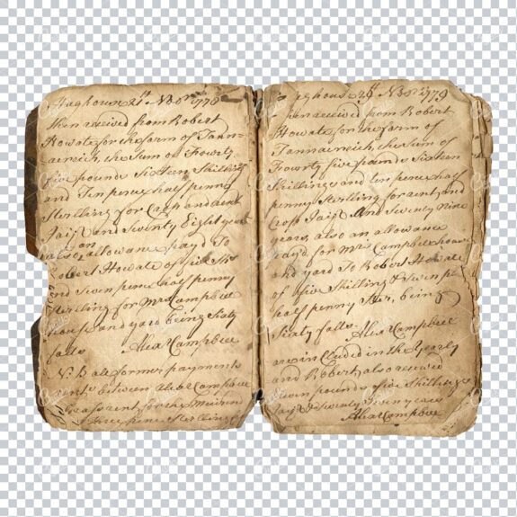 Aged with Beautiful Petina - Antique Handwritten Book Scan No.21