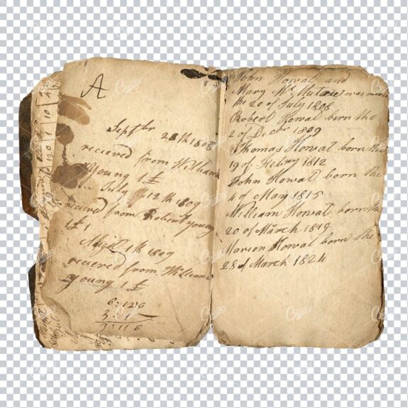 Aged with Beautiful Petina - Antique Handwritten Book Scan No.23