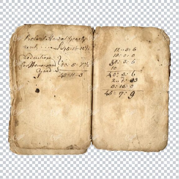 Aged with Beautiful Petina - Antique Handwritten Book Scan No.25