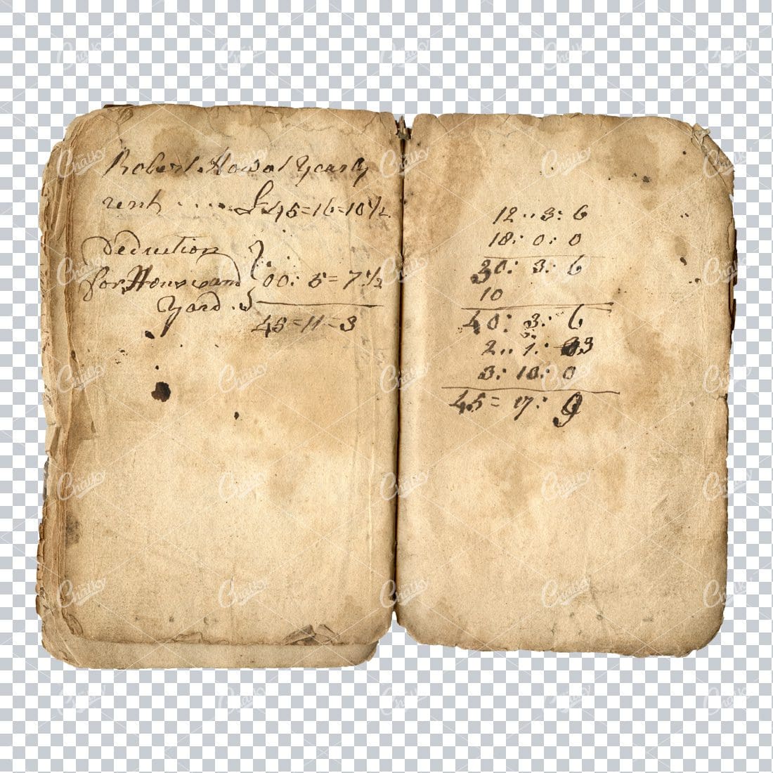 Aged with Beautiful Petina - Antique Handwritten Book Scan No.25