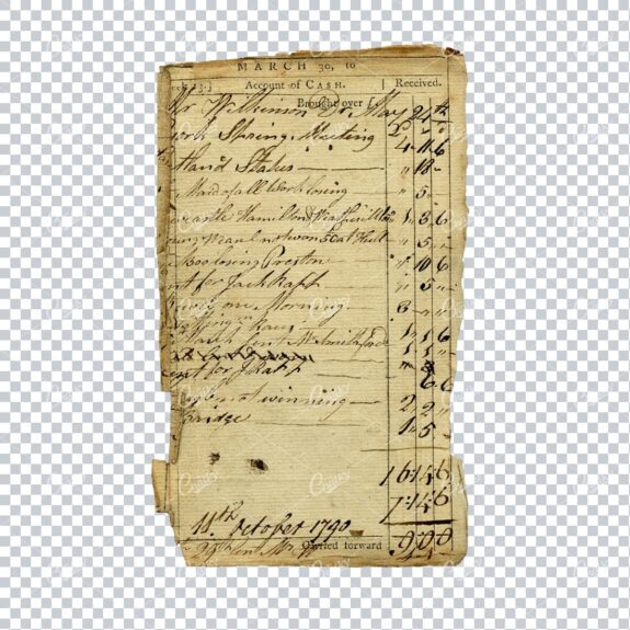 Antique Beautifully Handwritten and Aged Page from Receipt Notebook No.2