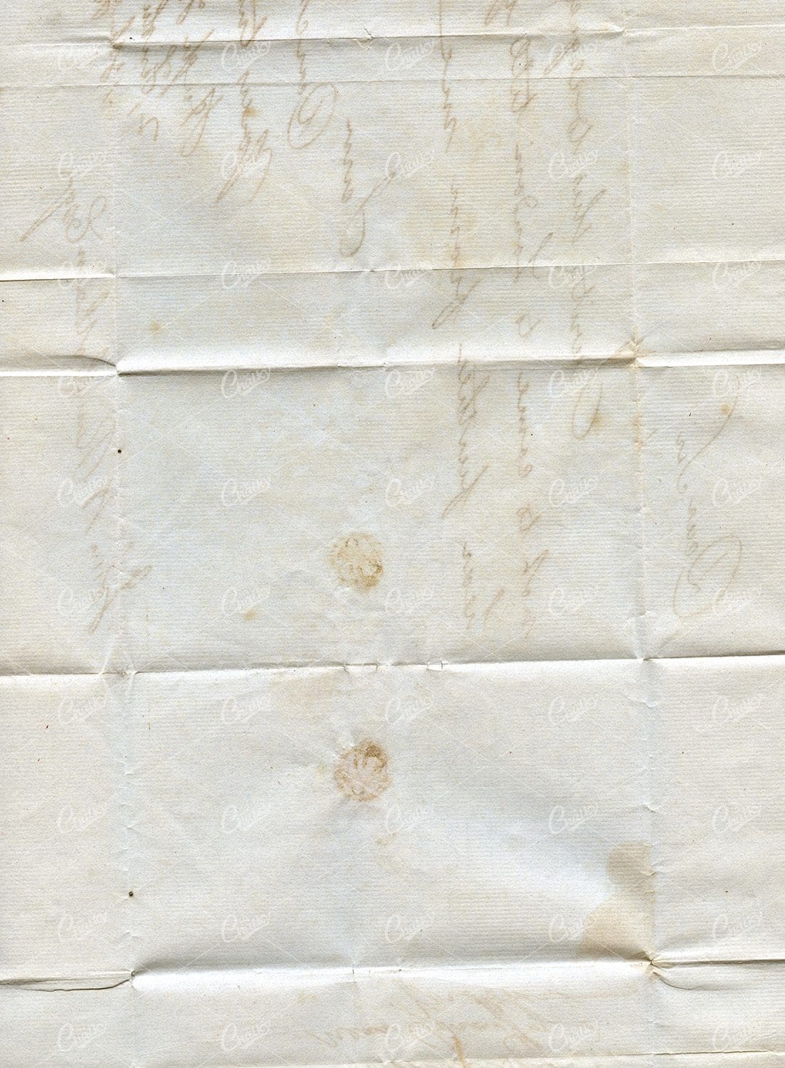 Antique White Paper Texture Scan with Creases, Folds and Staining