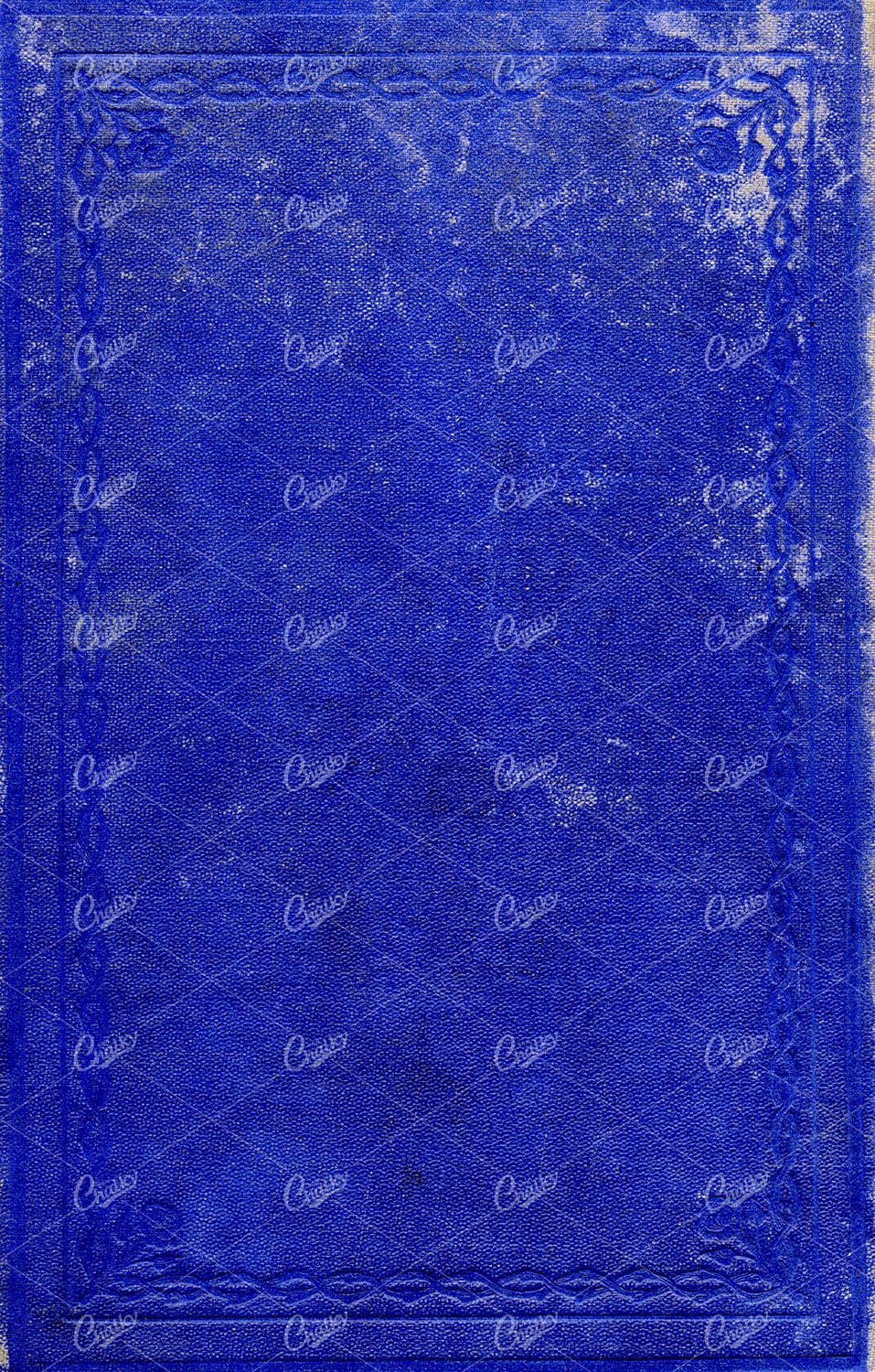 Bright Royal Blue Vintage Book Cover Scan with Floral Embossing
