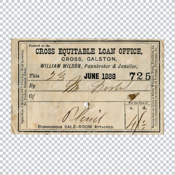 Vintage Loan Office Receipt - Tan Label with Handwriting