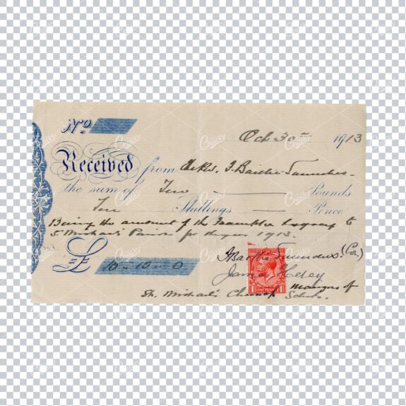 Decorative Antique Receipt Paper Scan with Handwriting and Stamp