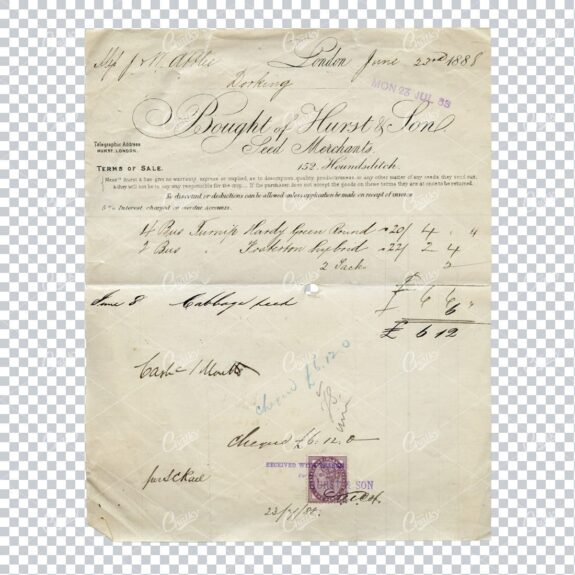 Antique Paper Ephemera Scan - Receipt No.1