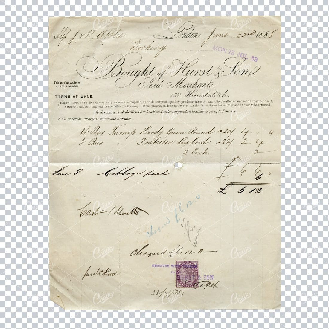 Antique Paper Ephemera Scan - Receipt No.1